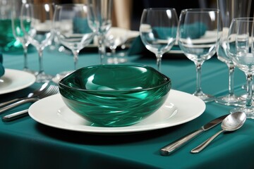 Fototapeta premium modern elegant event table and cutlery setting in a minimalist style advertising food photography