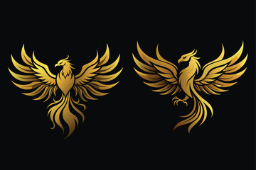 gold phoenix symbolizes rebirth or renewal black.eps