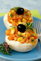 Stuffed mushrooms with tofu.