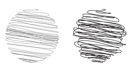 Hand drawn scribble line shapes doodle pattern with brush stroke isolated on white background in eps 10.