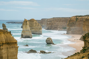 The 12 Apostles scenic tourist destination along the Great Ocean Road on the south coast of Victoria
