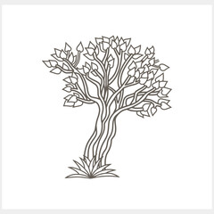 Doodle tree with leaf icon isolated. Sketch clipart Vector stock illustration. EPS 10