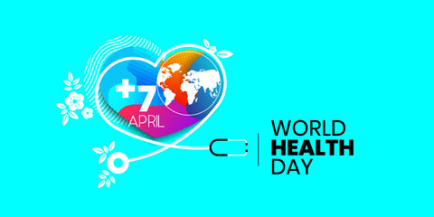 World Health Day banner. Creative World Health Day Greeting, global health awareness day celebrated every year on 7th April. Vector illustration
