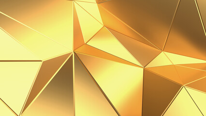 Golden Facets. Abstract golden facets highlighted by light on black background. Abstract overlay background. Can be used as a texture or background for design projects, scenes, etc.
