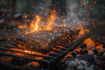 lamb being grilled on coal professional advertising food photography