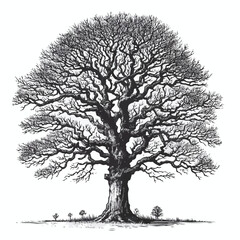 Leafless tree silhouette clipart, nature illustration in black vector.