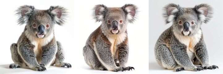 A cute koala sitting and looking forward, captured in a studio-like portrait.