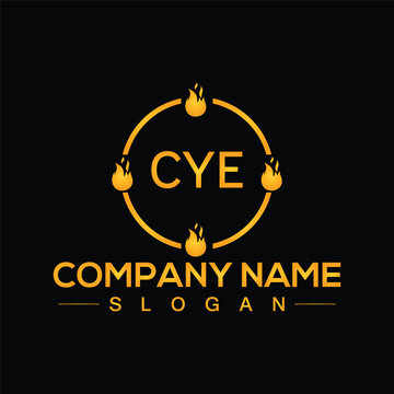 CYE alphabet letter logo design with creative square shape