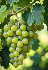 large bunches of grapes on the tree