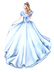 Beautiful  woman in a gown illustration. Watercolor princess painting. © Victoria