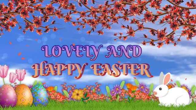 Lovely and happy easter blessings in spring season background. Beautiful easter background.