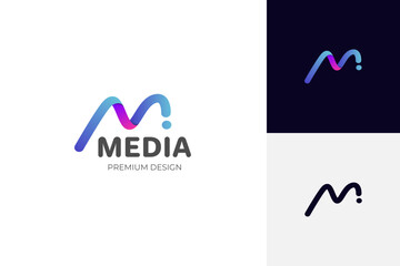letter m media digital logo icon design. motion graphic vector logo template - obrazy, fototapety, plakaty