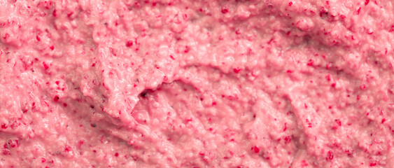 Berry yoghurt ice cream. Smoothies from fresh fruits and berries. Ice cream texture. Delicious sweet dessert close-up as a background.