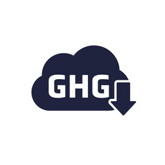 GHG reduction icon, reduce greenhouse gas vector pictogram