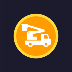 bucket truck icon, boom lift vector sign © nexusby