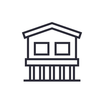 recommend clip art: Stilt house icon, cabin on stilts line vector