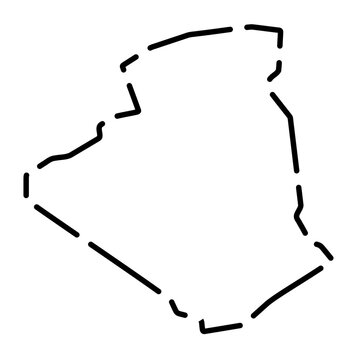 recommend clip art: Algeria country simplified map. Black broken outline contour on white background. Simple vector icon