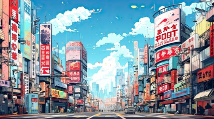 Obraz premium Tokyo city skyline at sunset in Tokyo, Japan. Asia travel concept, illustration