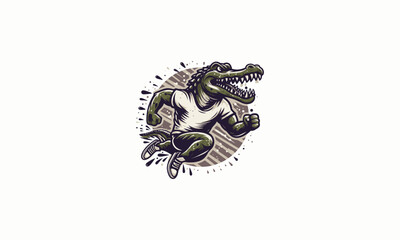 crocodile running angry vector mascot design
