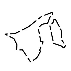 Brunei country simplified map. Black broken outline contour on white background. Simple vector icon