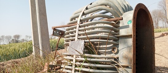 Broken Electricity Transformer on Ground