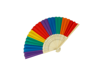 A colorful fan with rainbow colors on transparent background, Pride Month 
