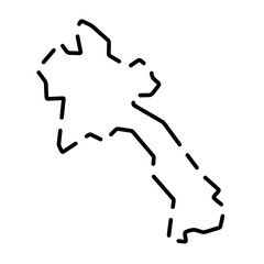 Laos country simplified map. Black broken outline contour on white background. Simple vector icon