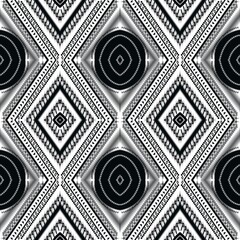 Geometric ethnic oriental ikat seamless pattern traditional design for background, carpet, wallpaper, clothing, wrapping, batik, fabric, vector illustration embroidery style.
