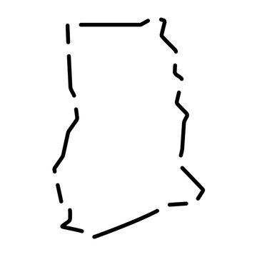 recommend clip art: Ghana country simplified map. Black broken outline contour on white background. Simple vector icon