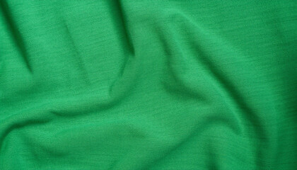 Green cotton fabric texture background, Wrinkle surface textile, wallpaper, banner design or natural luxury backdrop