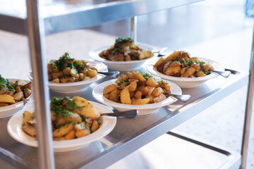 food in a shelter close-up. helping the homeless