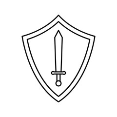 Shield with sword icon vector