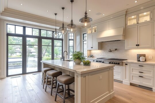 Kitchen with white cabinetry