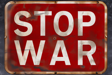 Sign graffitied with stop war message
