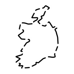 Ireland country simplified map. Black broken outline contour on white background. Simple vector icon