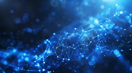 Abstract plexus blue geometry background. Digital technology network connection concept. 3D rendered illustration