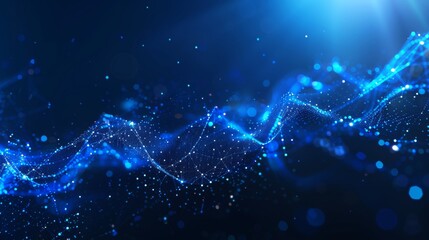 Abstract plexus blue geometry background. Digital technology network connection concept. 3D rendered illustration