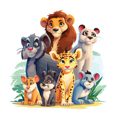 Fototapeta premium Cartoon safari animals. Vector illustration 