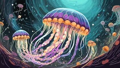 jellyfish - obrazy, fototapety, plakaty