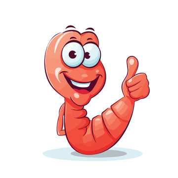 Cartoon shrimp holding its thumb up. Vector illustration
