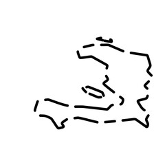 Haiti country simplified map. Black broken outline contour on white background. Simple vector icon