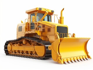 Obraz premium Yellow construction bulldozer on a white background
