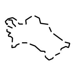Turkmenistan country simplified map. Black broken outline contour on white background. Simple vector icon - obrazy, fototapety, plakaty