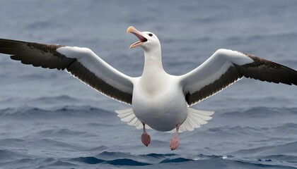 An Albatross With Its Wings Spread Wide Preparing