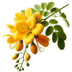 Cassia fistula Kani Konna flower illustration without background for Kerala festival vishu celebration