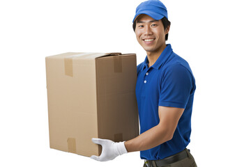 Smiling delivery man with package