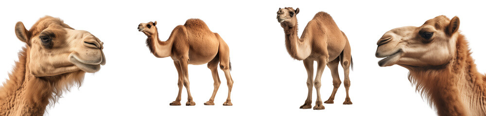 Camel shot isolated on transparent background cutout	

