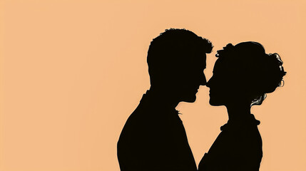 Silhouette of a romantic couple