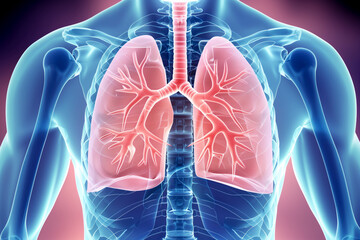 Human respiratory system with potential ailments