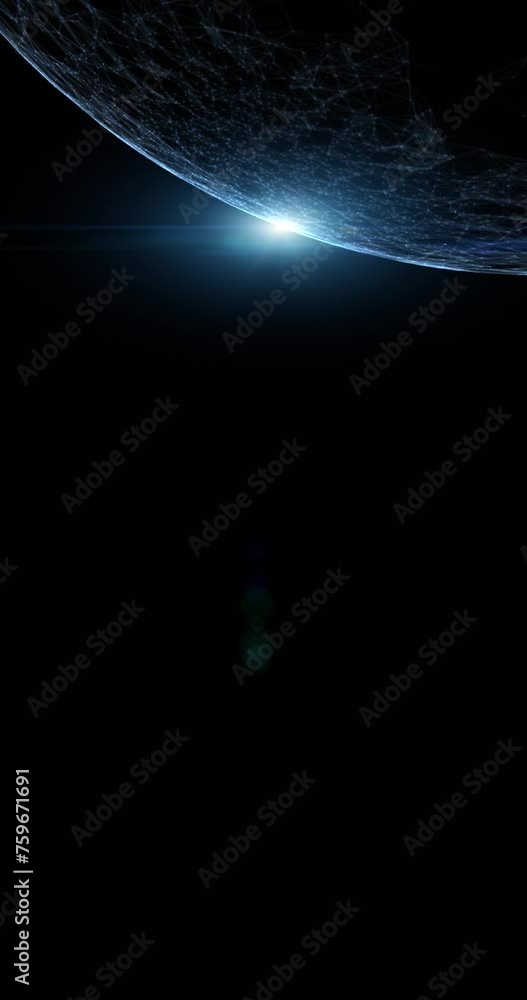 Aufkleber futuristic space with planet and glowing spotlight loop vertical animation.